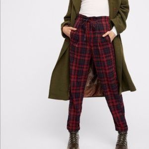 Free People High Waist Plaid Trousers